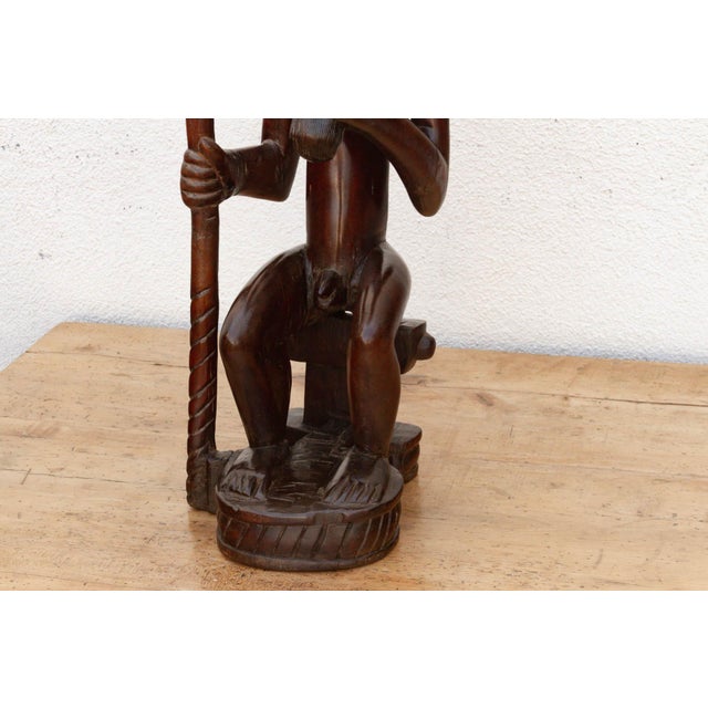 Early 20th Century Handcarved African Chokwe Chief Figure For Sale - Image 5 of 10