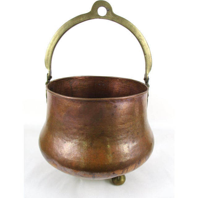 Antique Copper Cauldron Pot For Sale - Image 4 of 7