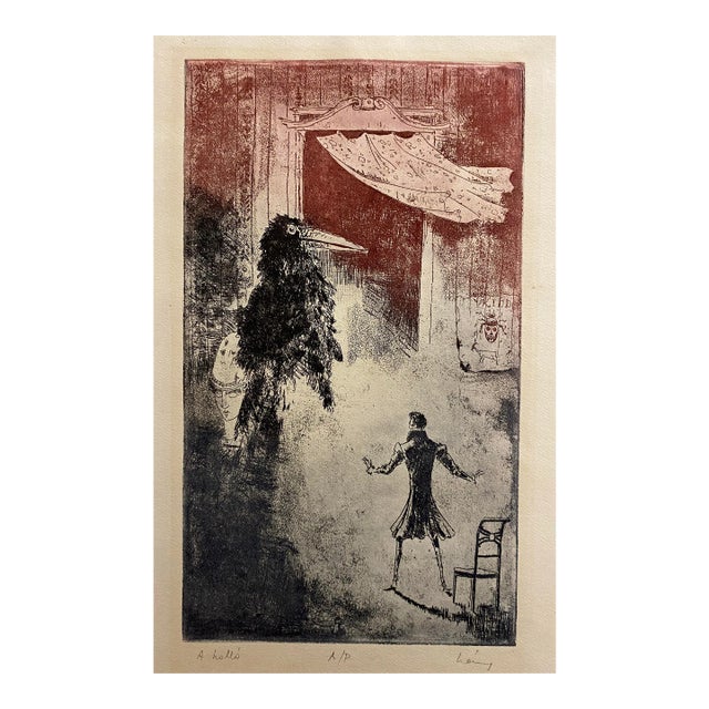 1969 Rudolf Lang Edgar Allan Poe the Raven Etching For Sale