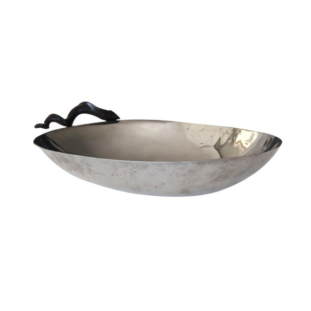 Contemporary Michael Aram Silver Catchall Bowl With Black Impala Horn Handle For Sale - Image 3 of 8