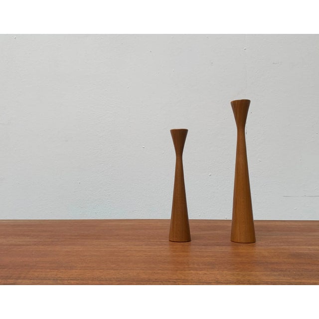 Vintage Danish Teak Candleholders, Set of 2 For Sale - Image 17 of 18