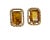 This pair of clip on earrings features a large rectangular faux topaz stone, measuring 1" in height, 0.75" in width, and...