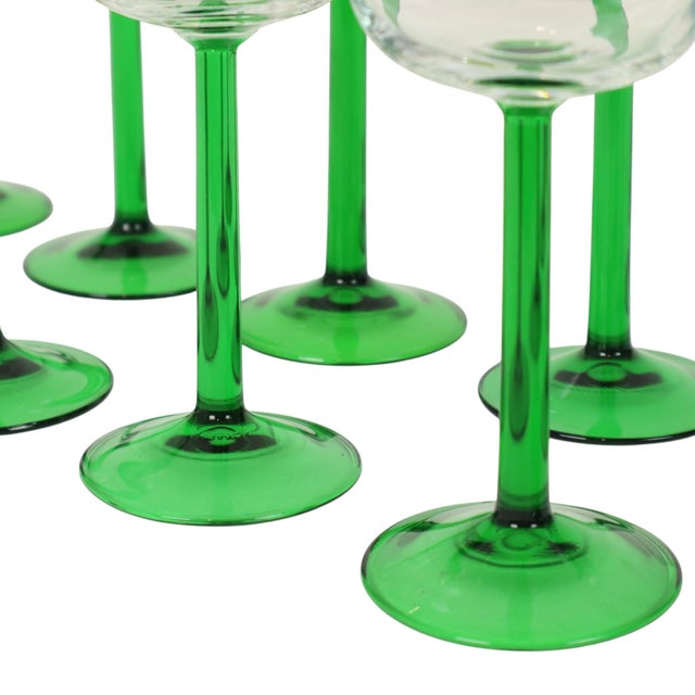 Vintage Alsace Wine Glasses with Green Stems from Luminarc, 1970s, Set of 12 For Sale - Image 9 of 16