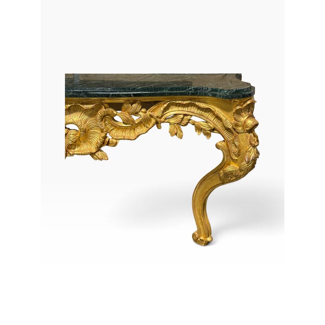 Dessin Fournir 18c Style French Giltwood Rococo Console Table With Marble Top For Sale - Image 4 of 5