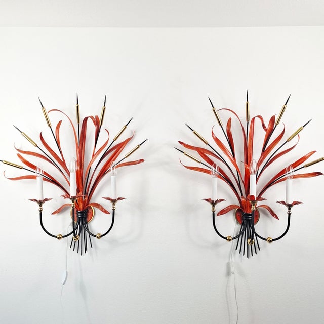 Mid-Century Modern Large Wall Lamps in the style of Hans Kögl for Maison Baguès, 1960s, Set of 2 For Sale - Image 3 of 18