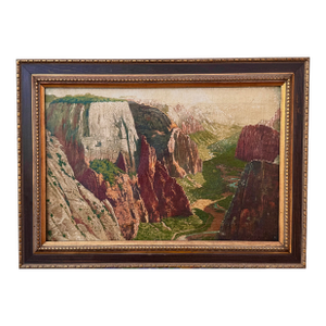 Antique Oil Painting Observation Point Zion Park Utah by Plath