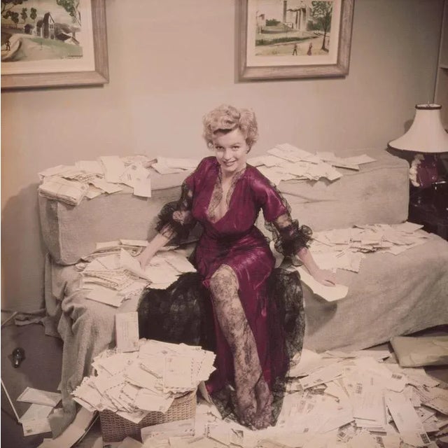 Fan Mail (1952) Limited Estate Stamped - Giant (Photo by Slim Aarons) Marilyn Monroe (1926 – 1962), wearing a red negligee...