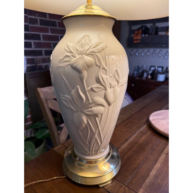 1990s Lenox Iris Table Lamps - a Pair For Sale - Image 14 of 15