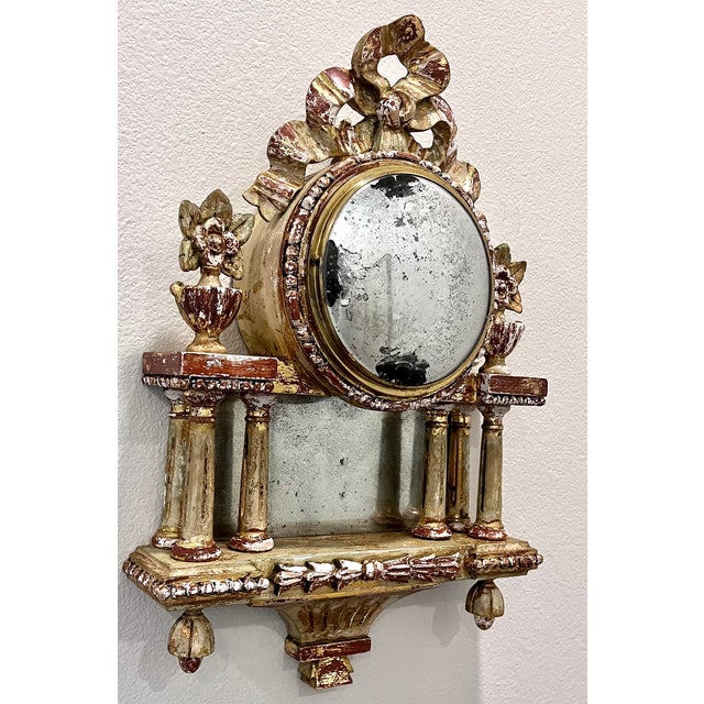 French Antique French Gilt Wood Clock Case W/Mirrored Convex Glass For Sale - Image 3 of 16