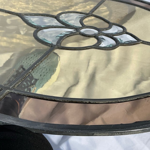 Large Vintage Round Slag Stained Glass and Beveled Glass Round Panel/Window For Sale - Image 9 of 11