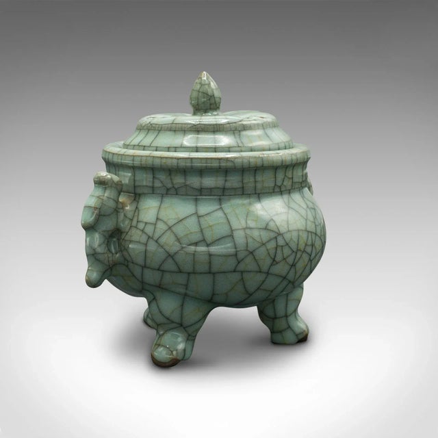1940s Vintage Art Deco Chinese Celadon Oriental Censer For Sale - Image 13 of 13