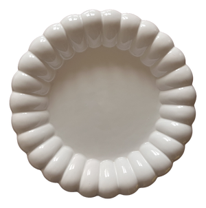 Large Art Deco White Ceramic Tray, 1960s