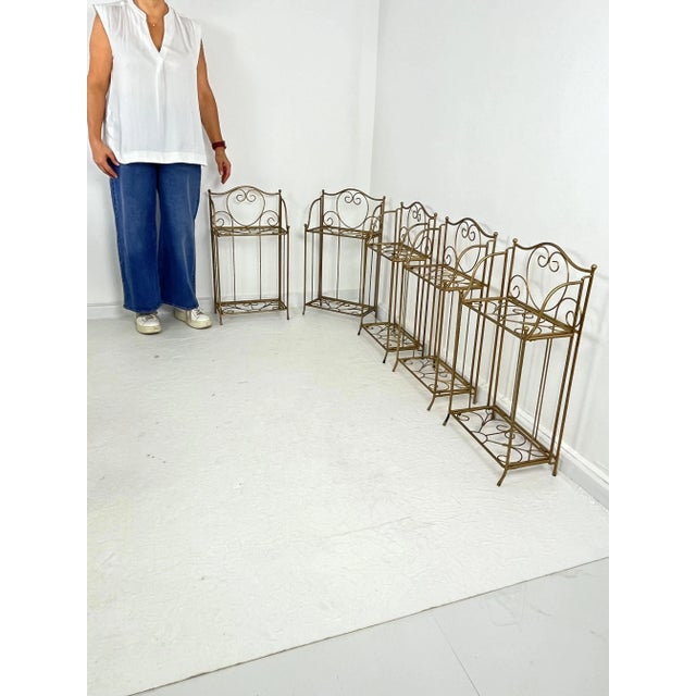 Foldable Gilded Iron Planters, 1960s, Set of 5 For Sale - Image 11 of 11