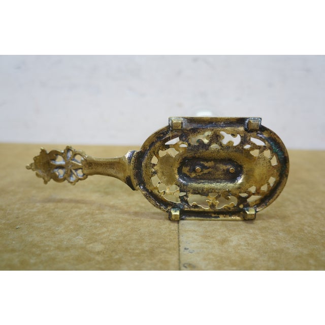 Vintage Brass Griffin Dragon Sphynx Hurricane Candle Holder Chamberstick 7" For Sale - Image 10 of 14