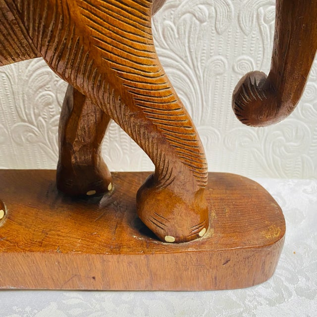 African 1960s Vintage Hand Carved Elephant Figurine For Sale - Image 3 of 13