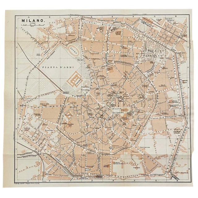 Italian Antique Map of Milan Italy For Sale - Image 3 of 3