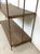 Mid Century Modern Metal Step Shelving With Faux Wood Print and Brass Accent For Sale - Image 10 of 12