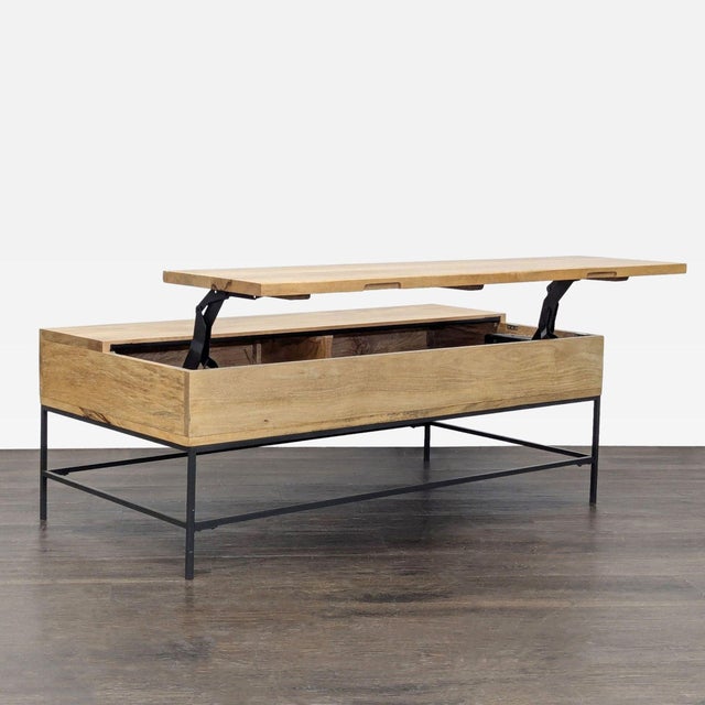 Eq3 Industrial Storage Pop-Up Coffee Table For Sale - Image 4 of 8