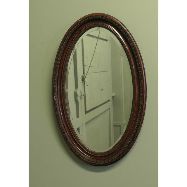 Large Edwardian Wood Finish Oval Mirror, 1900 For Sale - Image 4 of 7