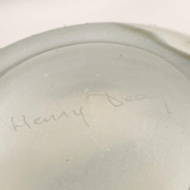 Henry Dean (Belgium) Signed Cased Art Glass Centerpiece Bowl (Translucent White With White Dots) Large, Vintage For Sale - Image 16 of 16