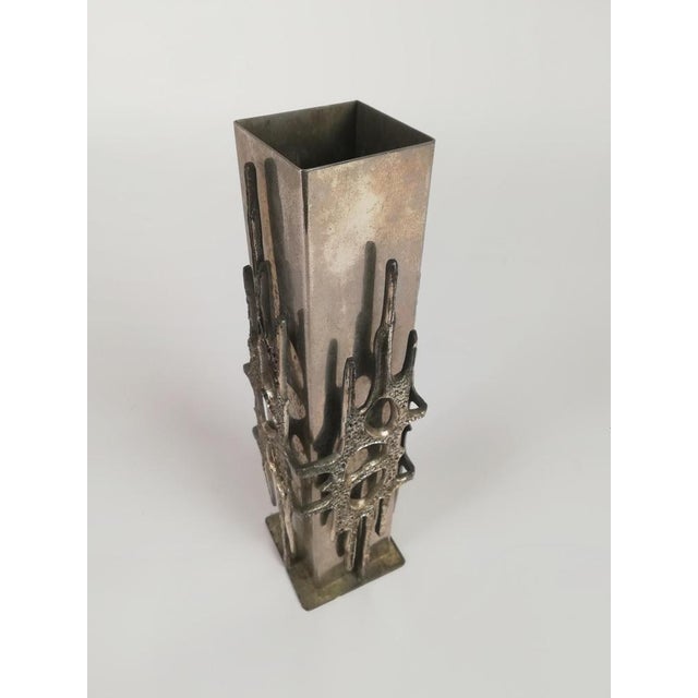 Italian Brutalist Steel Vase, Italy, 1970s For Sale - Image 4 of 13