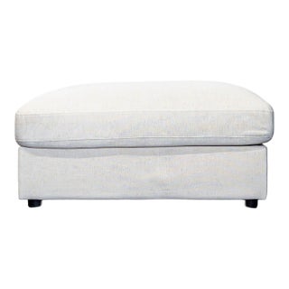 Modern Square Upholstered Ottoman Bench in Light Beige For Sale