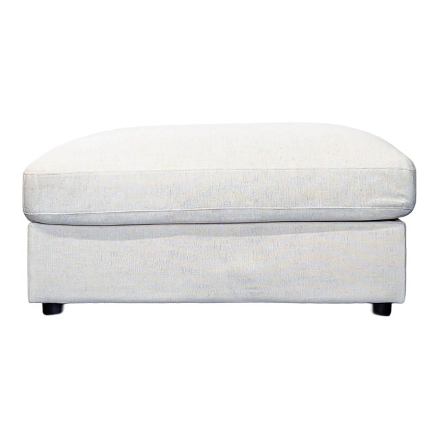 Modern Square Upholstered Ottoman Bench in Light Beige For Sale