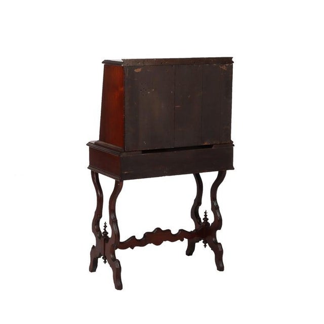 Late 19th Century Antique Victorian Walnut Drop Front Desk C1880 For Sale - Image 5 of 15