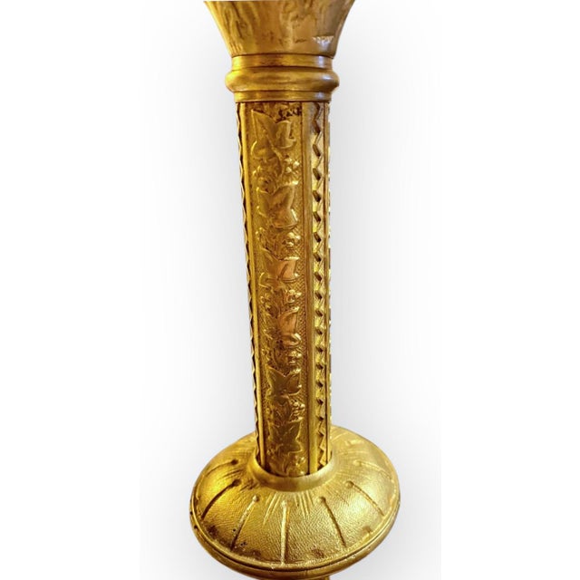 Art Nouveau Pr. Antique French Art Nouveau Gilt Brass Alter Candlesticks For Sale - Image 3 of 17