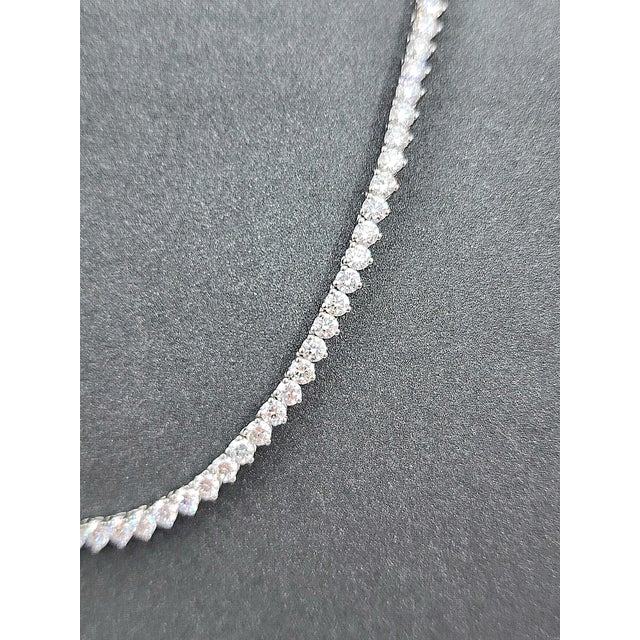 11.21 Ct 3-Prong Diamond Tennis Necklace For Sale - Image 4 of 9