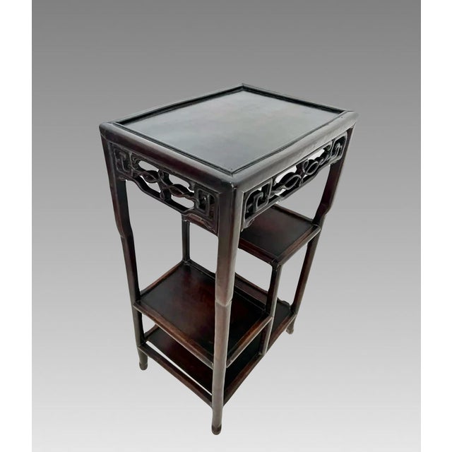 Brown Antique Chinese Step Style Rosewood Tiered Side Table, Plant Stand (Hongmu / Blackwood) For Sale - Image 8 of 9