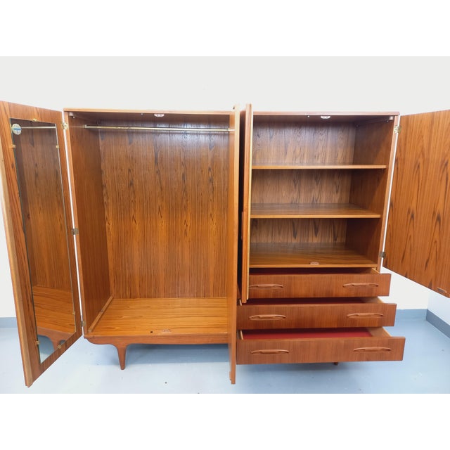 Wood Vintage Scandinavian Teak Wardrobe, 1960s For Sale - Image 7 of 18