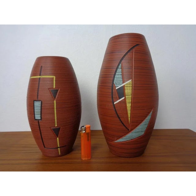 Mid-Century German Handmade Ceramic Vases, 1950s, Set of 2 For Sale - Image 4 of 12