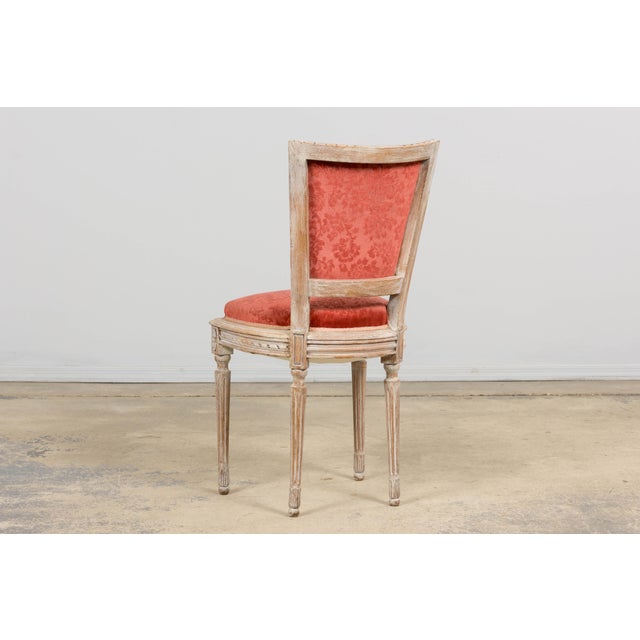 Antique French Louis XVI Style Painted Side Chairs W/ Red Velvet Damask – A Pair For Sale - Image 12 of 18