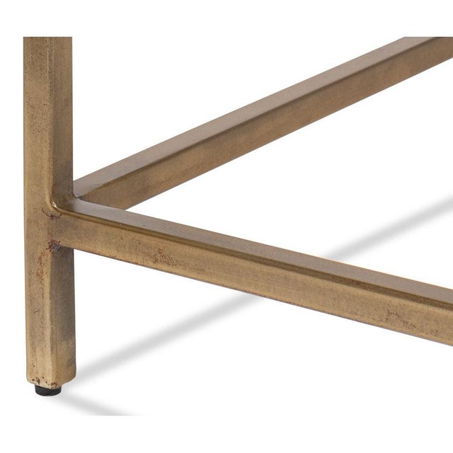 Modern Square Cocktail Table in Aged Brass and Cast Glass For Sale In Raleigh - Image 6 of 12