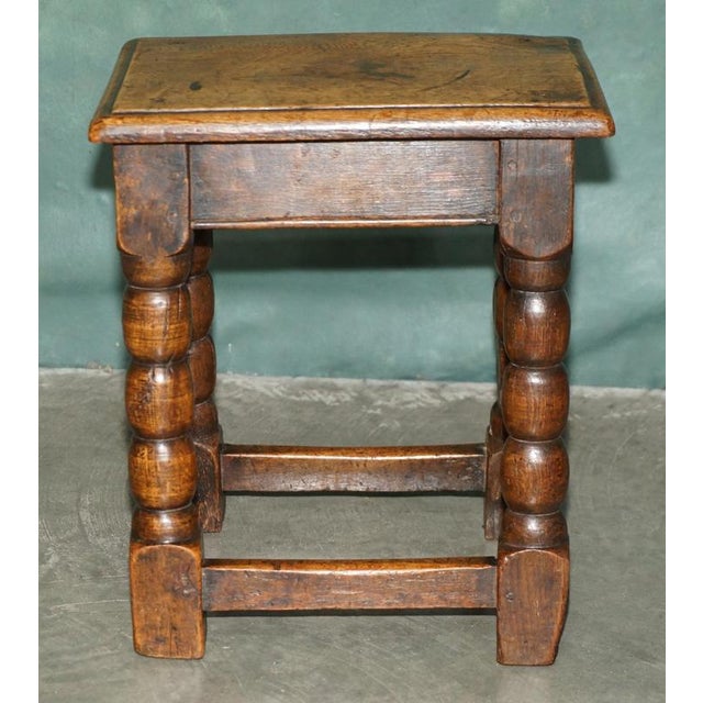 Wood English Oak Bobbin Turned Joint Stool, 1700s For Sale - Image 7 of 18