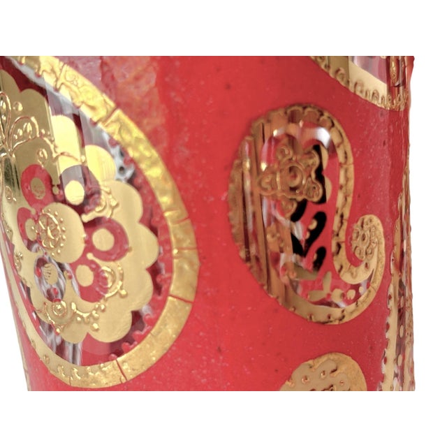 Mid-Century Modern 1940s Mid-Century Modern Culver Red and 22k Gold Paisley Tumbler Glasses, Set of 5 For Sale - Image 3 of 6