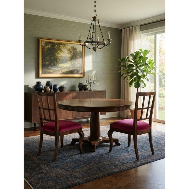Vintage Art Deco Dining and Salon Chairs in Dark Pink Velvet with Wooden Frames, 1930s, Set of 2 For Sale - Image 3 of 5