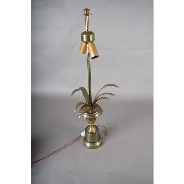 1960s Hollywood Regency Brass Palm Leaf Double Socket Table Lamp, Europe, 1960s For Sale - Image 5 of 12
