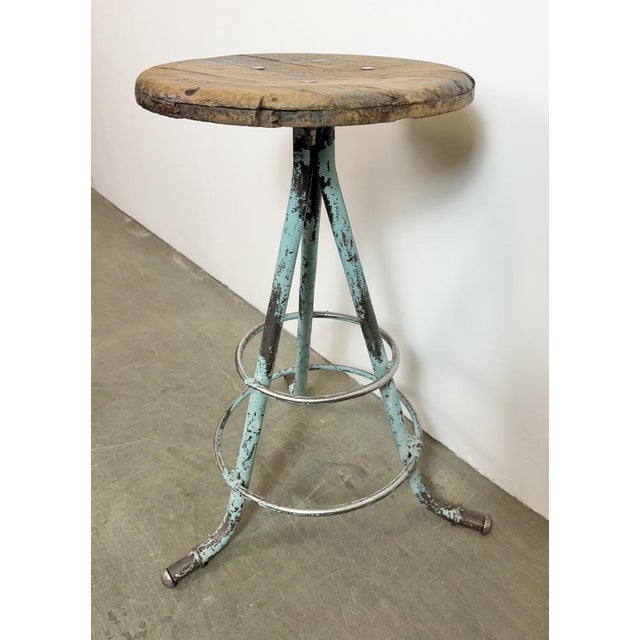Industrial Green Workshop Stool, 1960s For Sale - Image 9 of 18