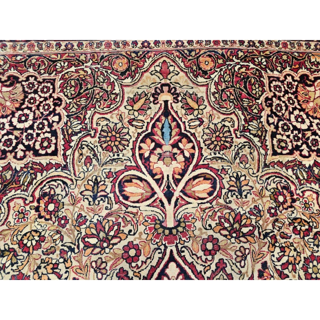 19th Century Oversized Persian Kerman Lavar Rug, Hand-Knotted Wool, Floral Pattern, Ivory & Burgundy, 11’ X 16’ For Sale - Image 10 of 14
