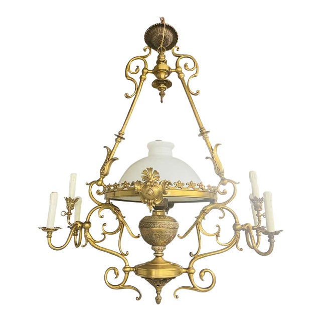 French Victorian Bronze Gas Light Chandelier Chairish
