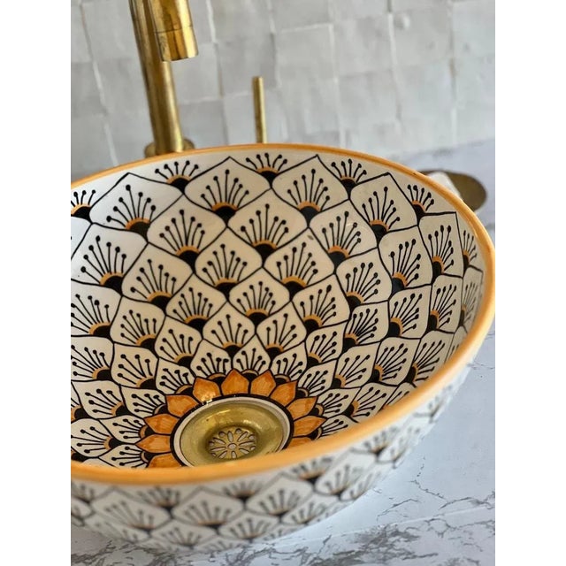 Moroccan Ceramic Sink for Bathroom Handmade For Sale - Image 6 of 6