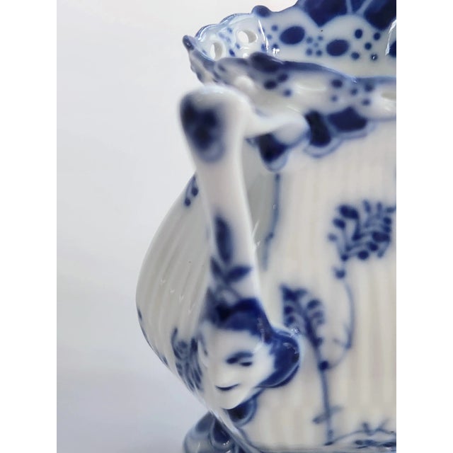 1970s Royal Copenhagen Blue Fluted Full Lace Creamer, Gargoyles Creamer, Milk Jug For Sale - Image 11 of 12