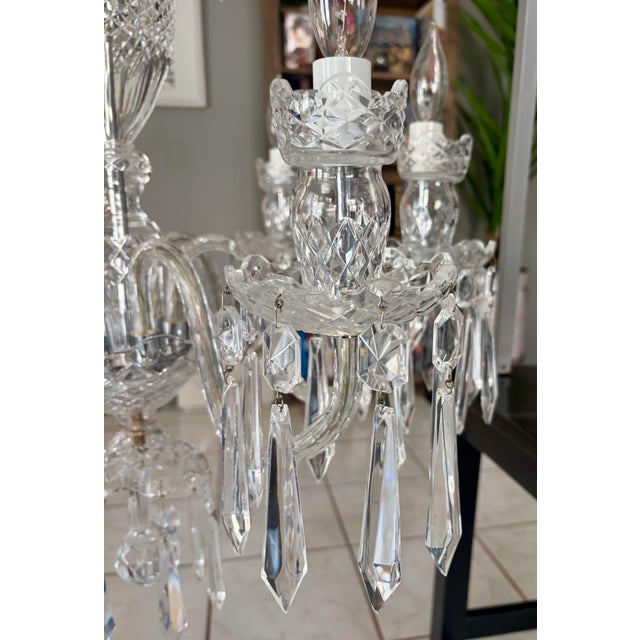 Victorian Vintage Waterford Avoca 6 Arm Crystal Chandelier For Sale - Image 3 of 12