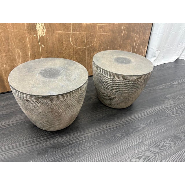 Rh Restoration Hardware Vetro Round Side Table – 21" Diam., Set of 2 For Sale - Image 11 of 18
