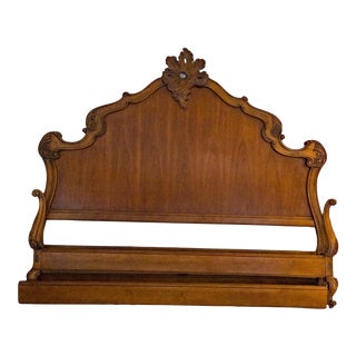 1990s Vintage French Style Carved Walnut King Bed For Sale
