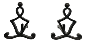 Pair of modernist wrought iron andirons. French work. Circa 1940