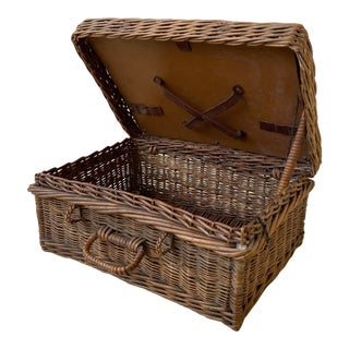 Wicker Lidded Basket, Circa 1930s For Sale
