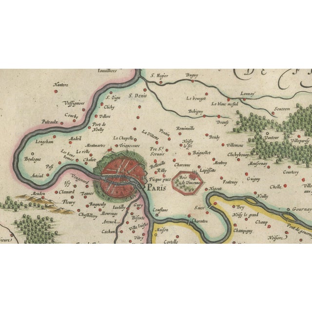 17th Century Antique Map of Brie and Champagne Paris Region by Blaeu, France, 1642 For Sale - Image 5 of 11